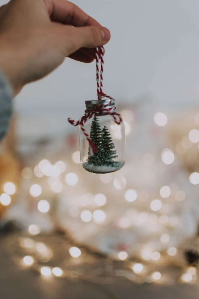 mason jar with red and white string around it