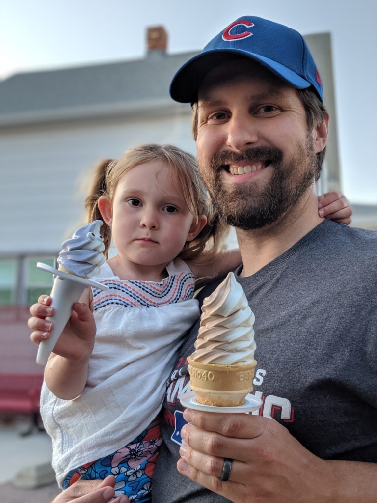 photo of d and k with ice cream | storybook land aberdeen sd