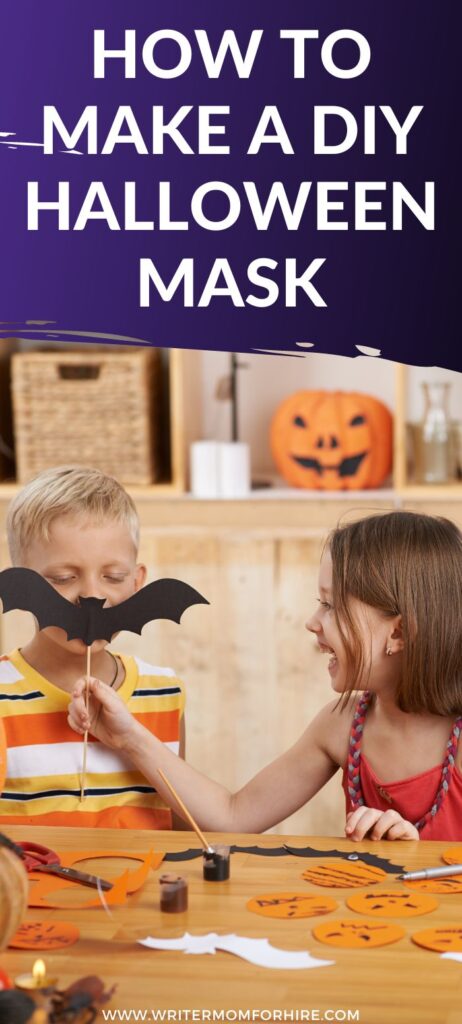 kids making halloween crafts; text that reads: how to make a diy halloween mask