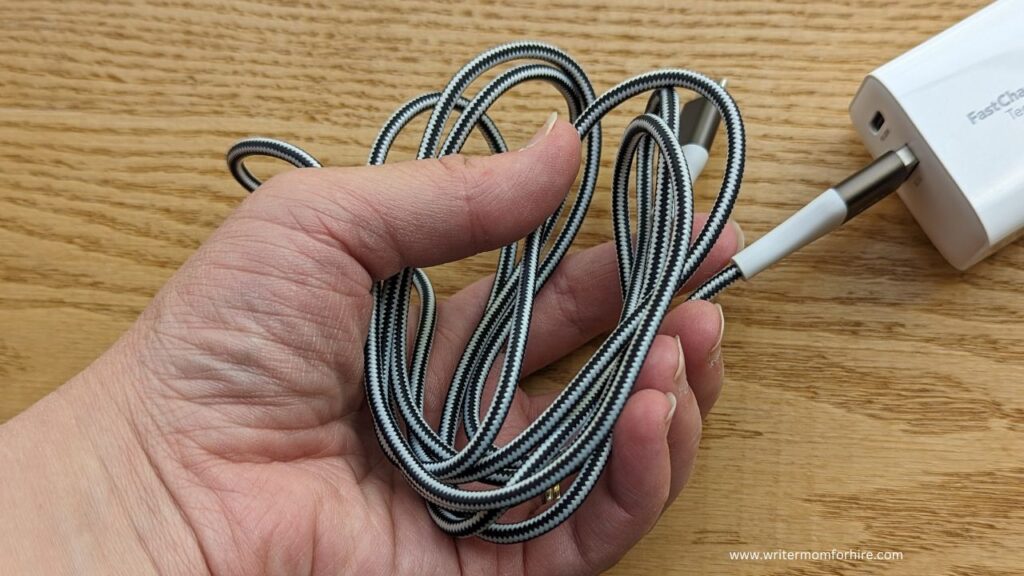 extra long cell phone charging cable which makes the busy mom's life infinitely easier