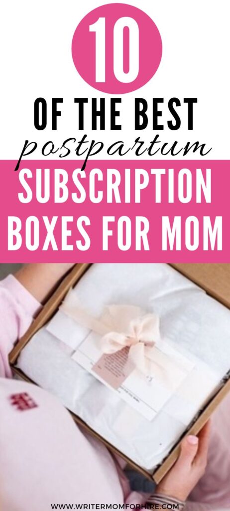 pin the image to share this article on the best postpartum subscription box for new moms