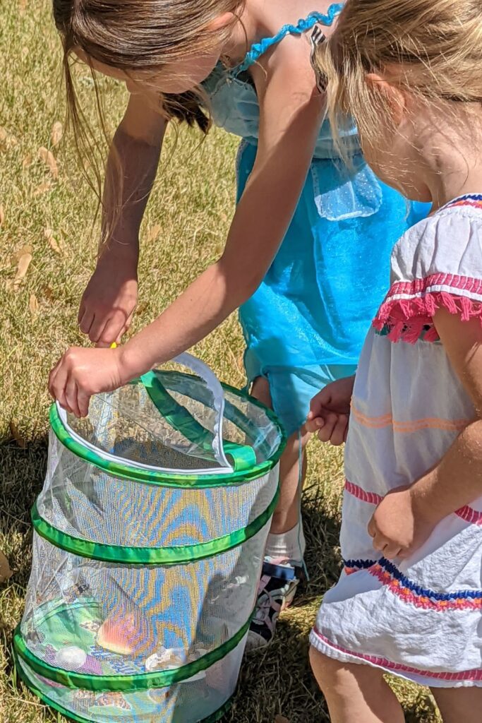 my daughters releasing their butterflies